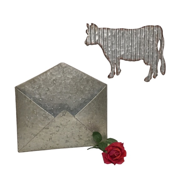 Metal Cow & Wall Letter Holder Accessories Decor Country Primitive New - Picture 1 of 7